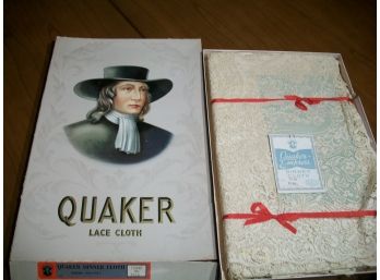 'Quaker Express' Lace / Table / Dinner Cloth 'Old Ivory' 72' X 90' W/Original Box