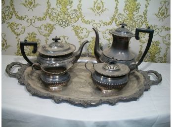 Elegant Antique Sheffield Tea Service Coffee, Tea, Creamer, Waste Bowl  & Sugar