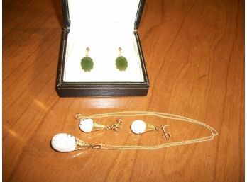 Jade Earrings & Fashion Jewelry Set Necklace & Earrings