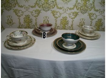 (Lot B) Set  4 Teacups & Cake Plate Sets -  Seltman, Alka, Rosenthal