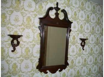 Vintage Mahogany 'Queen Anne' Mirror And Wall Bracket Shelves