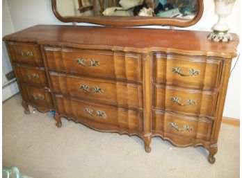 French Provincial Cherry 9 Drawer Chest W Mirror (Weiman Furniture)