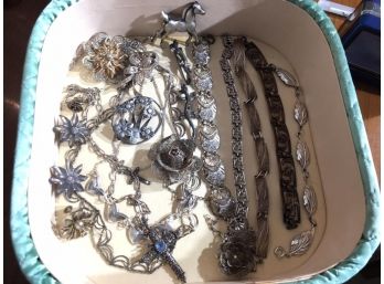 All Vintage Assorted Sterling Silver Jewelry Lot 3.8 OZT - Great Lot !