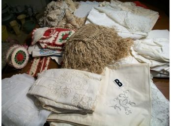 Large Lot Of Vintage / Antique Table Linens (Lot B) - Sold As-Is