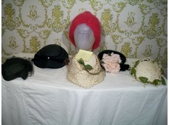 Lot #8 - Nice Grouping Of Vintage Ladies Hats + Vintage Hat Box