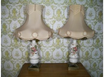 Pr Retro 'Shabby Chic' Floral Lamps - Amazing Shades 'Grandma's House'