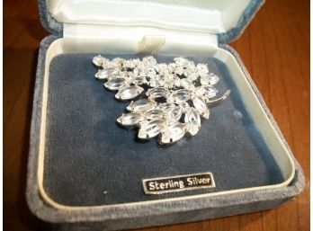 Vintage Beautycrest Sterling Silver Pin / Brooch W/ Stones