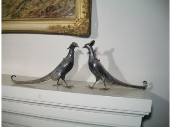 Stunning  Silver Plated Mantlepiece Bird Statues 'Jenning Bros'