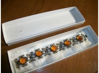 Stunning Vintage Amber & Sterling Silver Bracelet - Gorgeous Piece