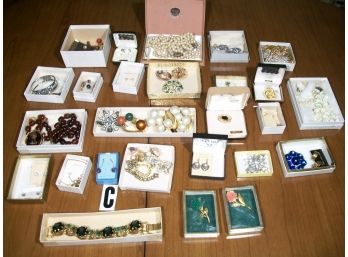Lot C - Costume Jewelry Lot Assorted Group - Marvella, Trifari, Leda, Weiss & More