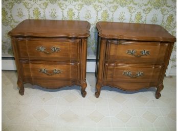 Pair Vintage Cherry French Provincial  End Tables / Night Stands