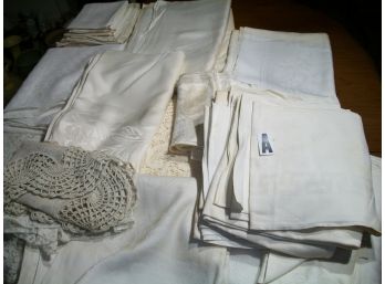 Large Lot Of Vintage / Antique Table Linens (Lot A) - Sold As-Is