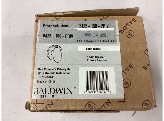 Brand New Baldwin Satin Nickel Privacy Knob Latchset Egg Handle New In Box