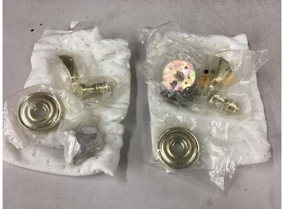 A Set Of Baldwin Polished Brass Dummy Lever Knobs New In Packaging See Pictures