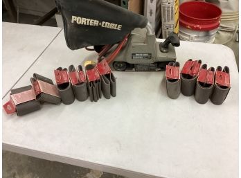 Working Porter Cable Model 360 Belt Sander With Dust Pick-up 3in X 24in With Extra Long Cord 10 Packs Belts
