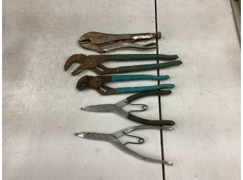 Lot Of 6 Pliers Channel Lock Craftsman Vise Grip All Inn All In Working Order See Pictures