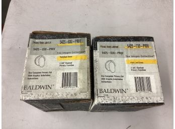 2 Brand New Baldwin Polished Brass Privacy Door Knob Latchset Egg Knob New In Boxes