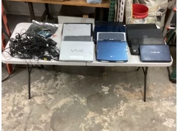 Lot Of 12 Laptop Computers Sony Acer Toshiba Hp Asus Power Cords Misc. Computer Parts No Hard Drives Untested