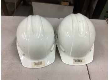 A Pair Of White Hard Hats Like New Condition Need Cleaning See Pictures