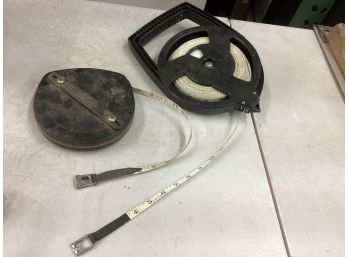 2 100ft Fiberglass Tape Measures Empire Ans Starrett Good Overall Working Order See Pictures