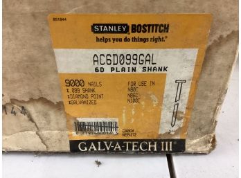 Un Opened Box Of Stanley Bostitch 6D Plain Shank Galvanized Galv-a-tech III 9000 Coil Nails New