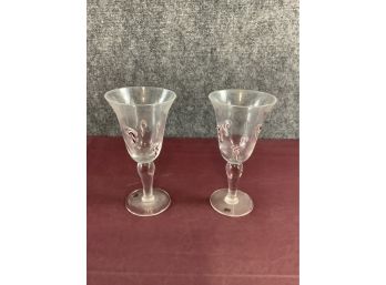 Pair Of Candy Cane Wine Glasses
