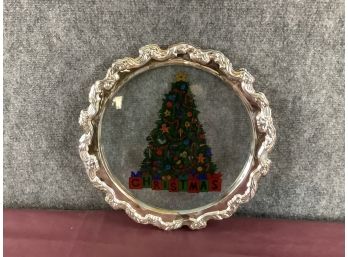 Round Glass Christmas Tree Tray