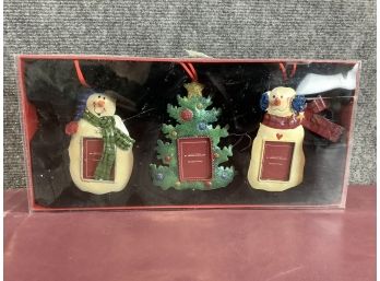 Set Of 3 Picture Frame Ornaments - New In Box