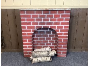 Faux Brick Fireplace And Logs