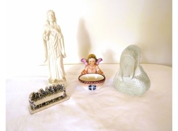 Religious Hummel Font & Viking Glass Mary & Figurines