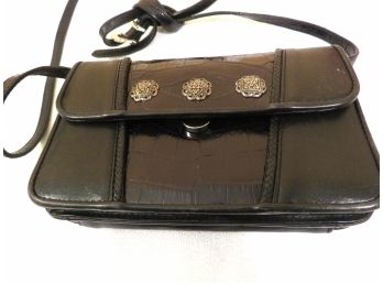 Brighton Black Patent Leather Organizer Wallet Purse