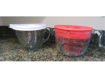 2 Measuring Mixing Bowls With Lids, Pyrex & Pampered Chef