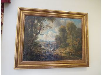 Antique Victorian Landscape Oil Painting