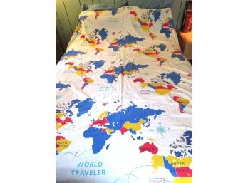 Kid's World Map Graphics Cotton Duvet Bedding