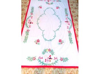 Swedish Christmas Tablecloth Poinsettia God Jul