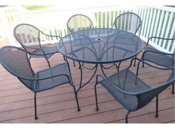 Outdoor Wrought Iron Patio Table With 6 Chairs