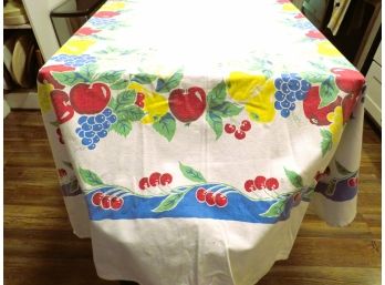 Crate And Barrel Fruit Motif Tablecloth