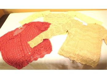 Three Crochet And Lace Ladies Tops