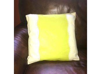 Chartreuse Leather Throw Pillow