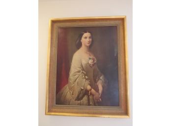 Vintage Framed Lithograph  Southern Belle Woman By Erich Correns