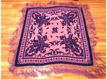 Purple Silk Blend Wrap Shawl With Velvet