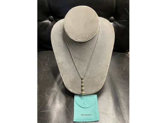 Tiffany & Co. Sterling Graduated Ball Bead Drop Pendant With 16 Inch Chain