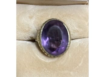 Antique Mens Or Womans 14kGold Ring With 1 Inch Amethyst Stone