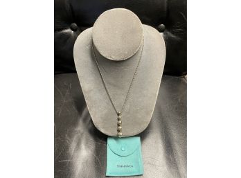 Tiffany & Co. Sterling Graduated Ball Bead Drop Pendant With 16 Inch Chain