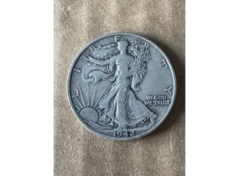 1942 S San Francisco Standing Liberty Silver Half  Dollar 90 Percent Silver