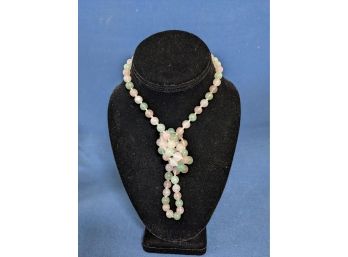 Light Pink And Pale Green Jade (?) Bead Necklace 15&1/2' Drop