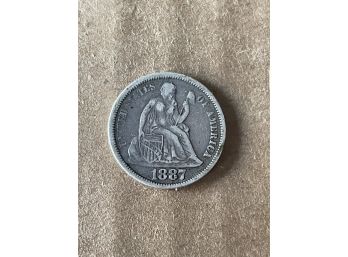 1887 Seated Liberty Dime 90 Percent Silver