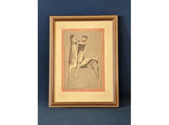 Vintage Horse And Rider Lithograph By Marino Marini