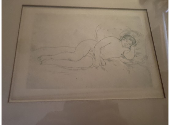 Original Pierre Auguste Renoir Etching 1906. Femme Nue Couchee