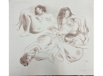 Original Pencil Signed Lithograph By Raphael Soyer  . 4 Nude Woman . Excellent Condition  Unframed